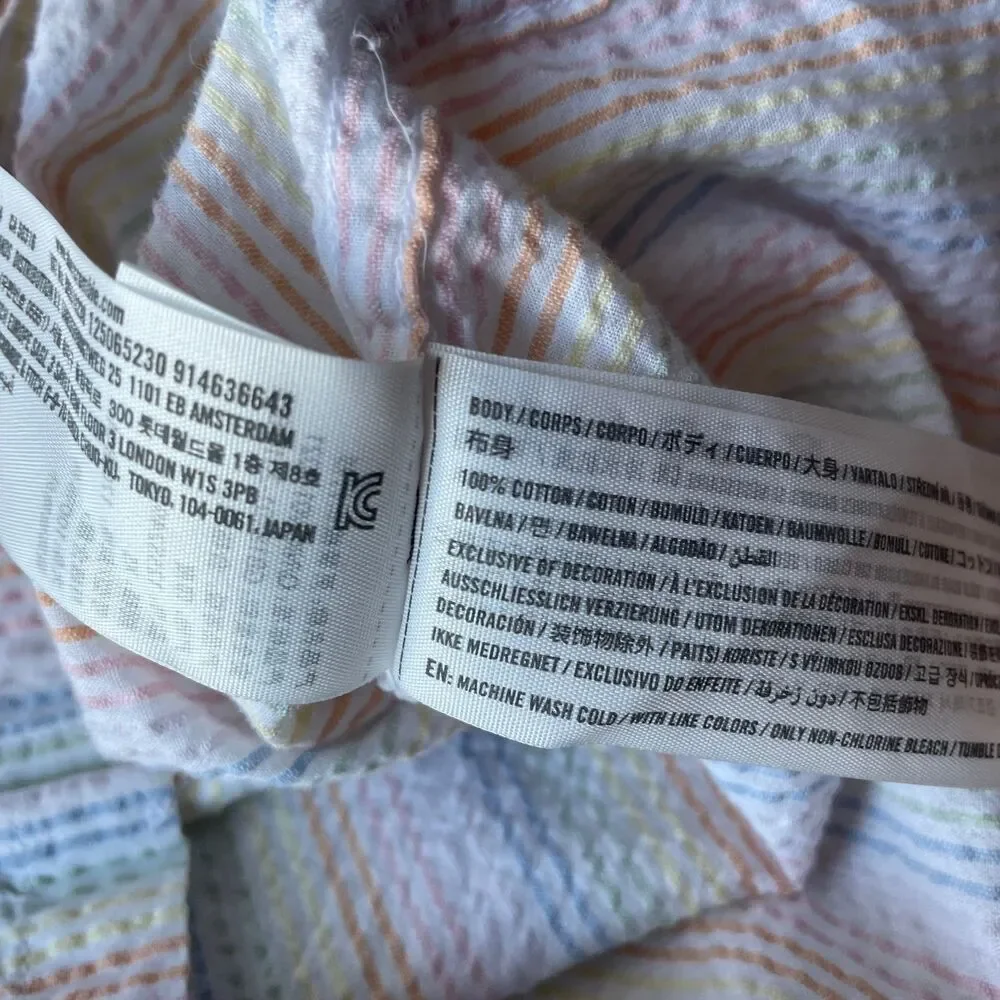 Abercrombie Seersucker Pride Rainbow Pastel Stripe Button Down Shirt, size XS - Picture 6 of 8